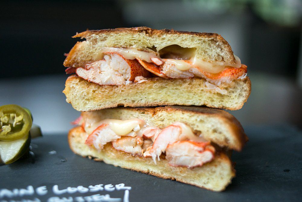 Steamed Maine Lobster with tetilla, drawn butter and oly bay on a brioche bun from Little Muenster ($17.74)<br>